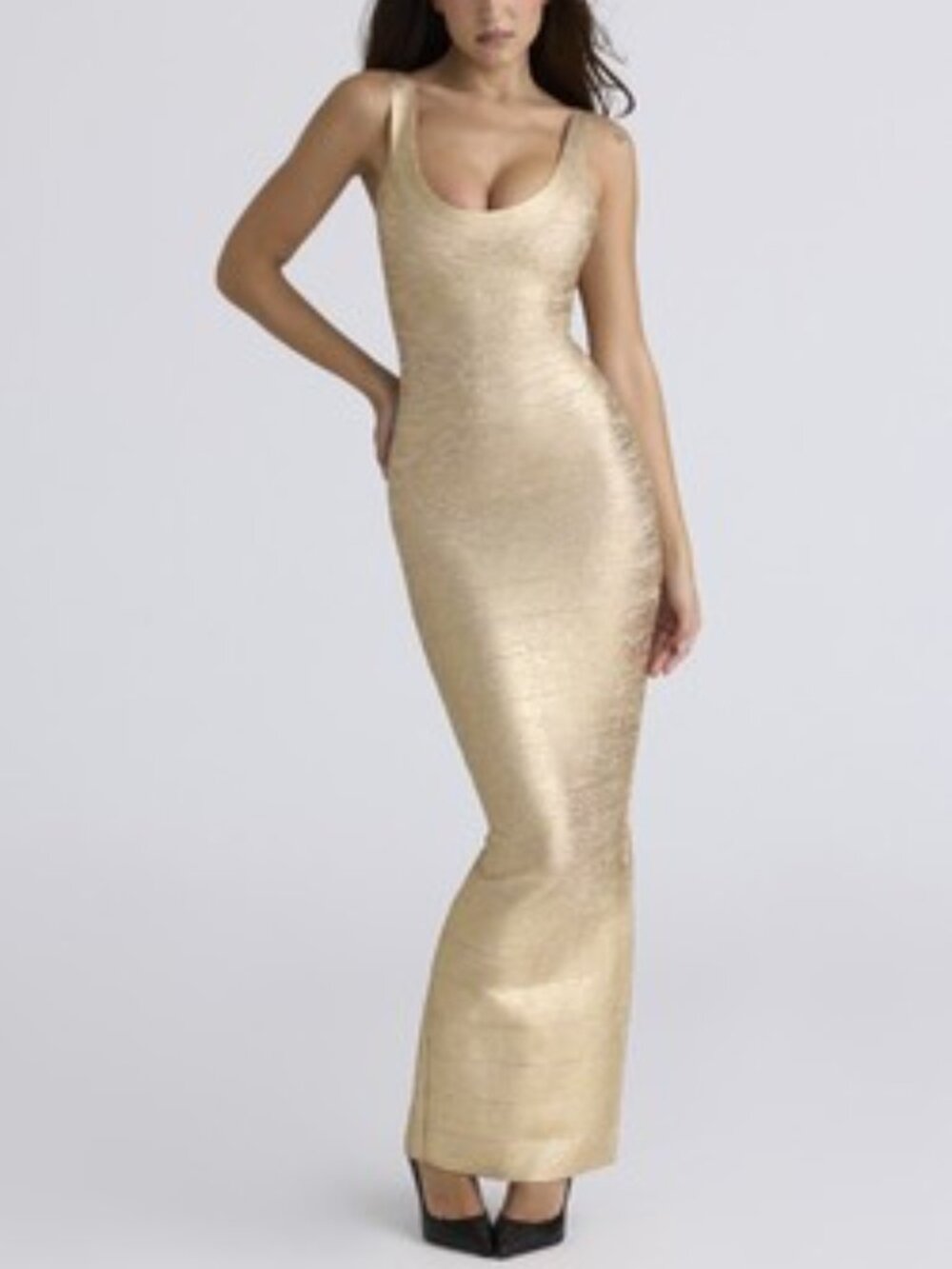 House of CB The OG' Gold Bandage Maxi Dress Size XS